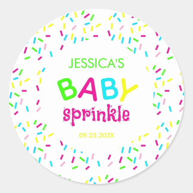 Baby Sprinkle Colourful Rainbow Sprinkles Shower   Classic Round Sticker (Front)