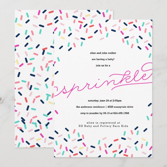 BABY SPRINKLE CONFETTI INVITATION (Front/Back)