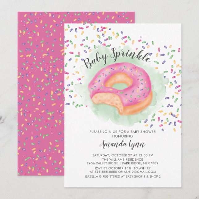 Baby Sprinkle Doughnut Baby Shower Invitation (Front/Back)