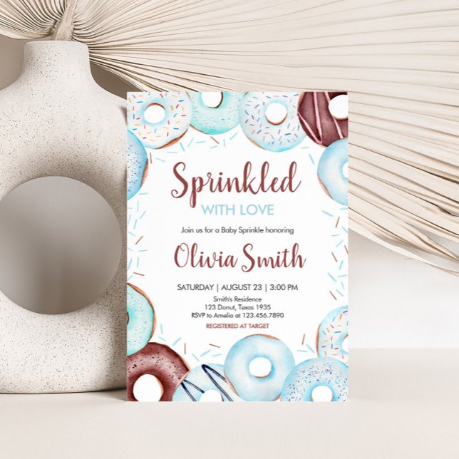Baby Sprinkle Doughnuts Baby Shower Invitation (Donuts Sprinkled with Love Baby Shower Invitation)