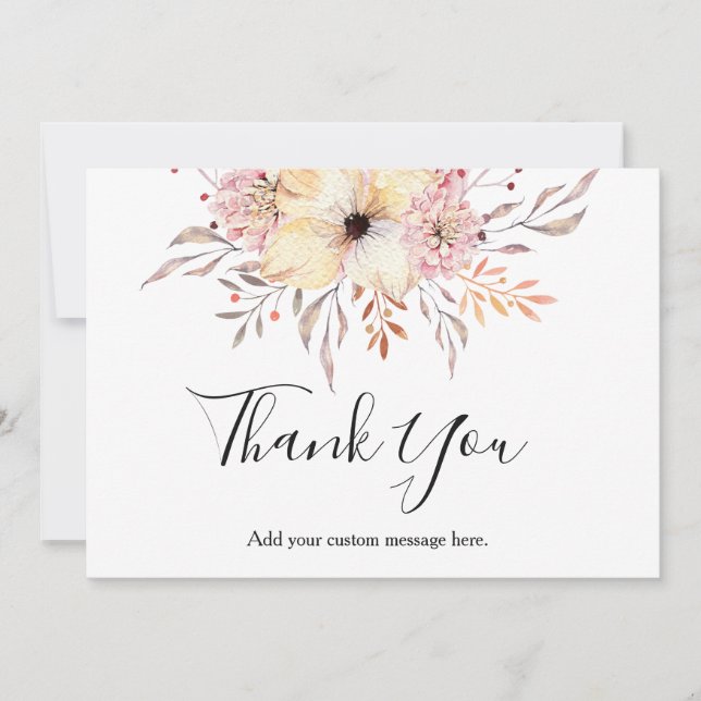Baby Sprinkle Floral Baby Shower Thank You Card (Front)
