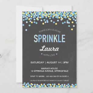 Baby Sprinkle Invitation, Blue and Green Chalk Invitation