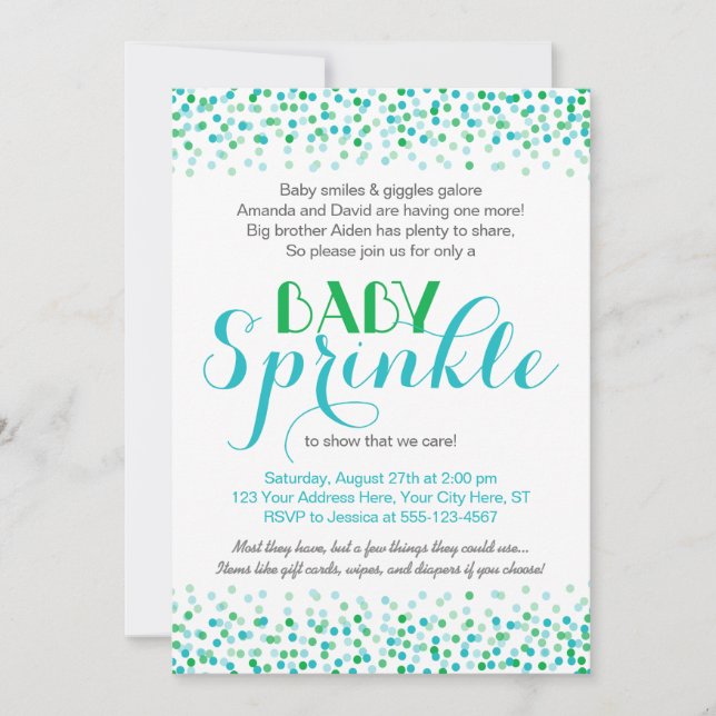 Baby Sprinkle Invitation • Confetti Design (Front)