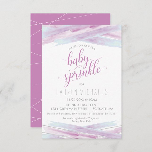 Baby Sprinkle Invitation - Customise, Girl, Pink (Front/Back)