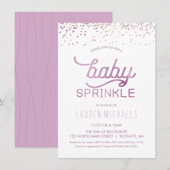 Baby Sprinkle Invitation - Customise Invite,  Girl (Front/Back)