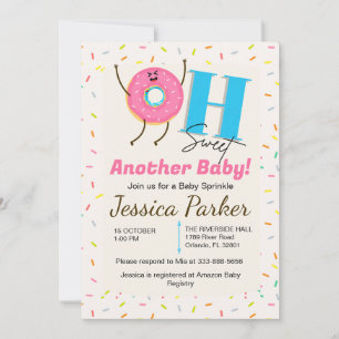 Baby Sprinkle Invitation   Customizable Donut Card