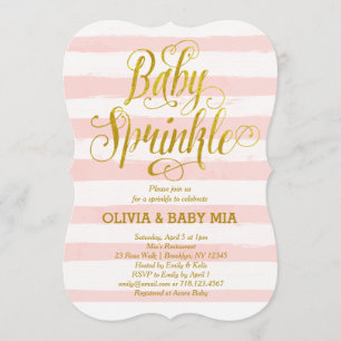 Baby Sprinkle Invitation Girl Pink Gold White
