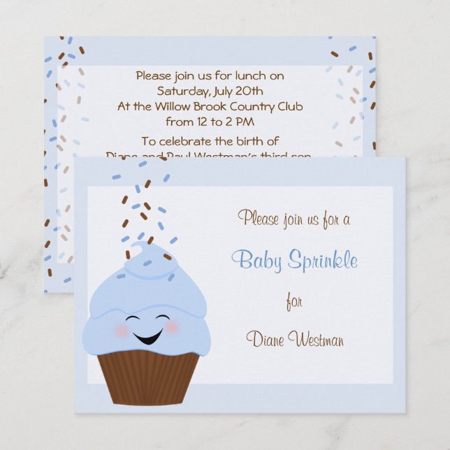 Baby Sprinkle Invitation in Blue (Front/Back)