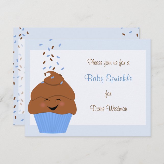 Baby Sprinkle Invitation in Blues (Front/Back)
