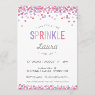 Baby Sprinkle Invitation, Pink and Purple Invitation