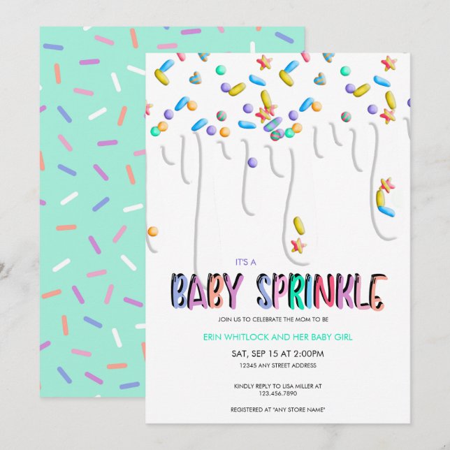  Baby Sprinkle Invitations (Front/Back)
