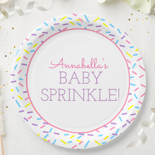 Baby Sprinkle Paper Plate with Pink Outline