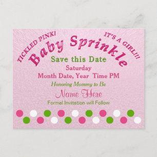 Baby Sprinkle Party Ideas, Save the Date Post Card