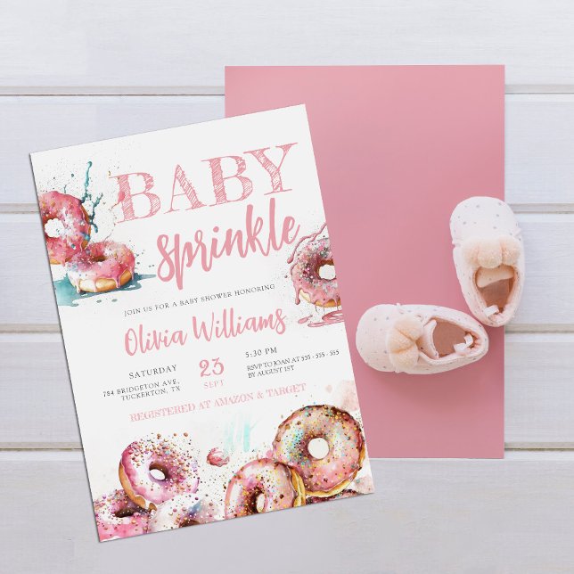 Baby Sprinkle Pink Doughnut Girl Baby Shower Invitation (Creator Uploaded)