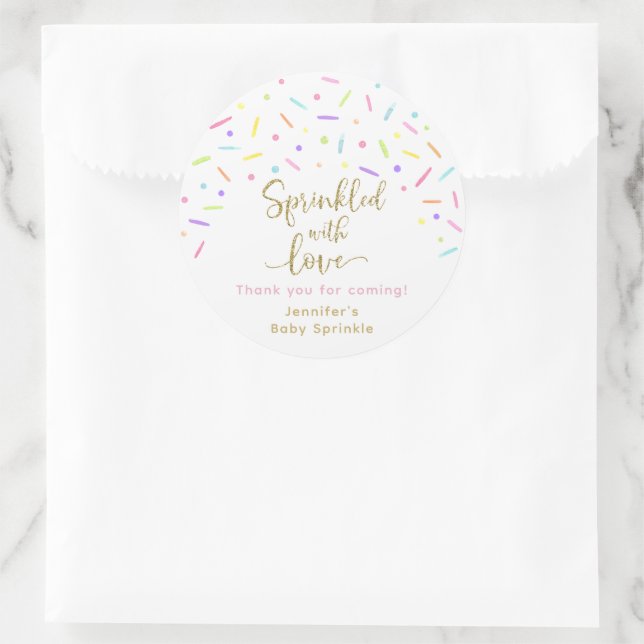 Baby Sprinkle Pink Gold Thank You Classic Round Sticker (Bag)