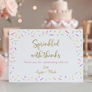 Baby Sprinkle Pink Purple Gold Thank You Card