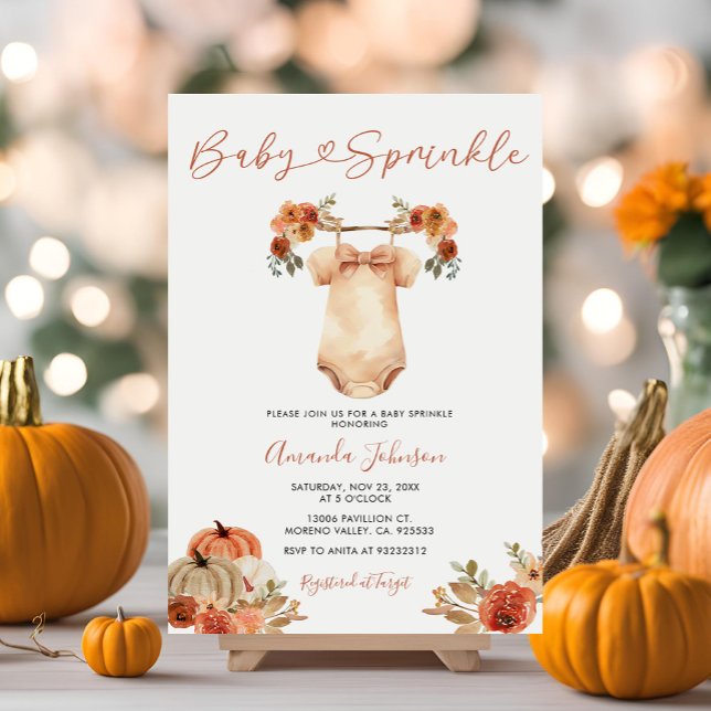Baby Sprinkle Pumpkin Baby Clothes Baby Shower Invitation (Creator Uploaded)