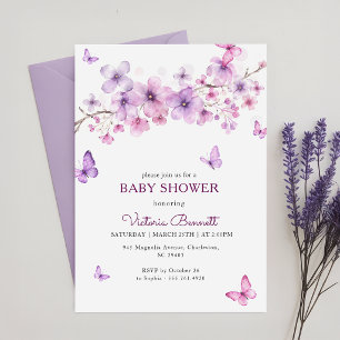 Baby Sprinkle Purple Lavender Butterfly Shower Invitation