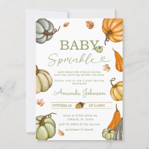 Baby Sprinkle Sage Rustic Pumpkin Baby Shower  Invitation