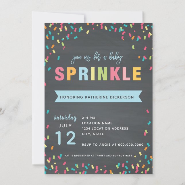 Baby Sprinkle Shower Invitation Blue Banner (Front)