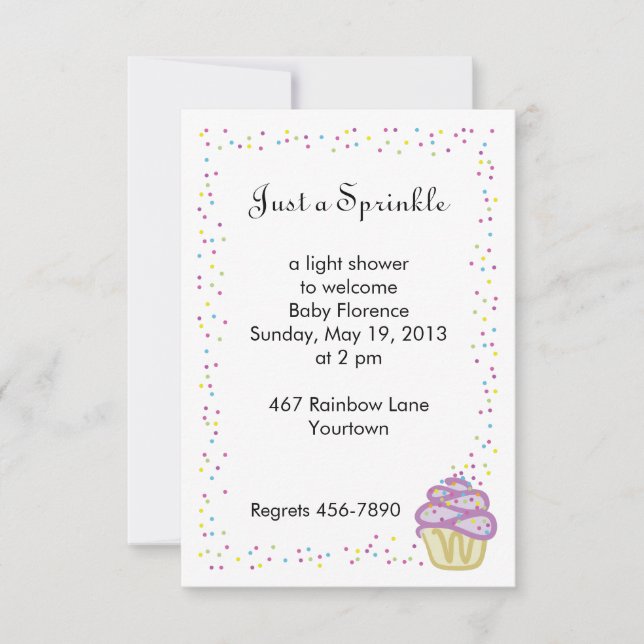 Baby Sprinkle Shower Invitation Purple Cupcake (Front)