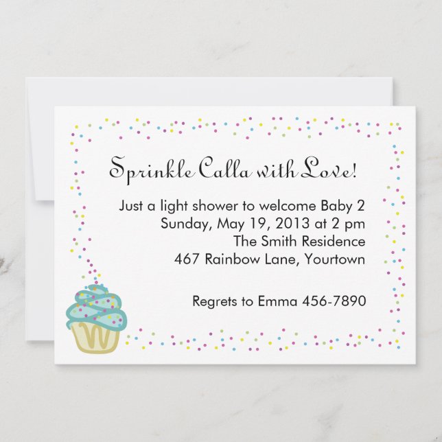 Baby Sprinkle Shower Invitation with Blue Cupcake (Front)