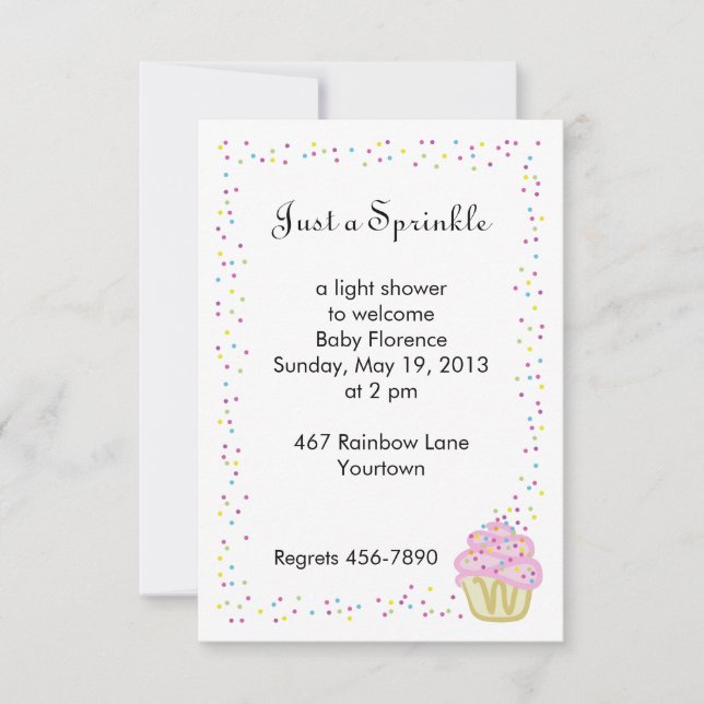 Baby Sprinkle Shower Invitation with Pink Cupcake (Front)
