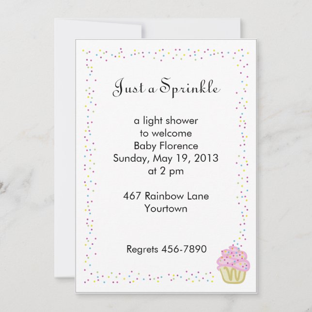 Baby Sprinkle Shower Invitation with Pink Cupcake (Front)