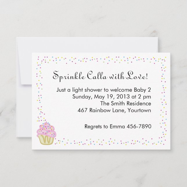 Baby Sprinkle Shower Invitation with Pink Cupcake (Front)