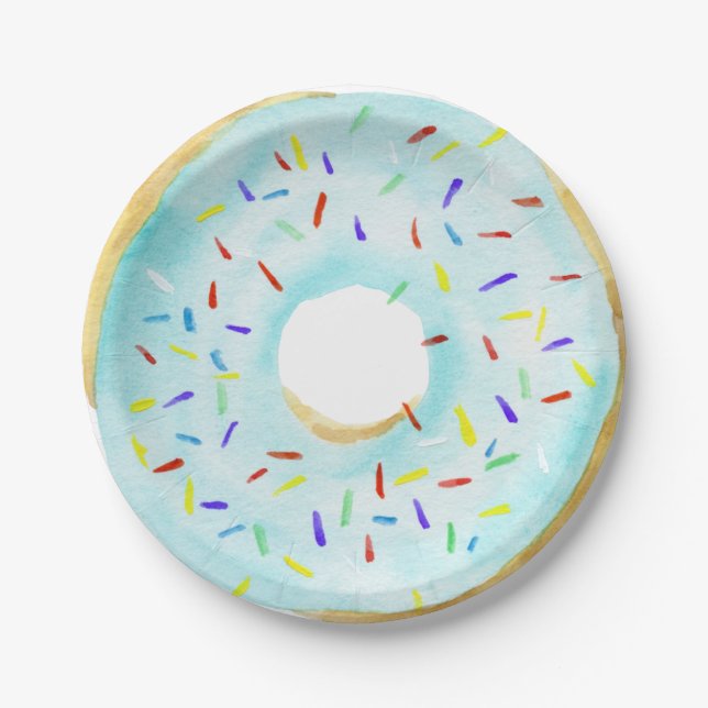 Baby Sprinkle Shower Paper Plates, boy blue Paper Plate (Front)