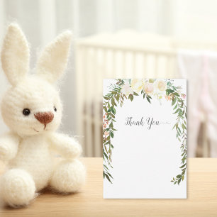 Baby Sprinkle Shower Thank You Elegant White Rose