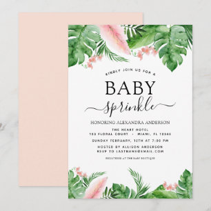 Baby Sprinkle Shower Tropical Palm Floral Invitation
