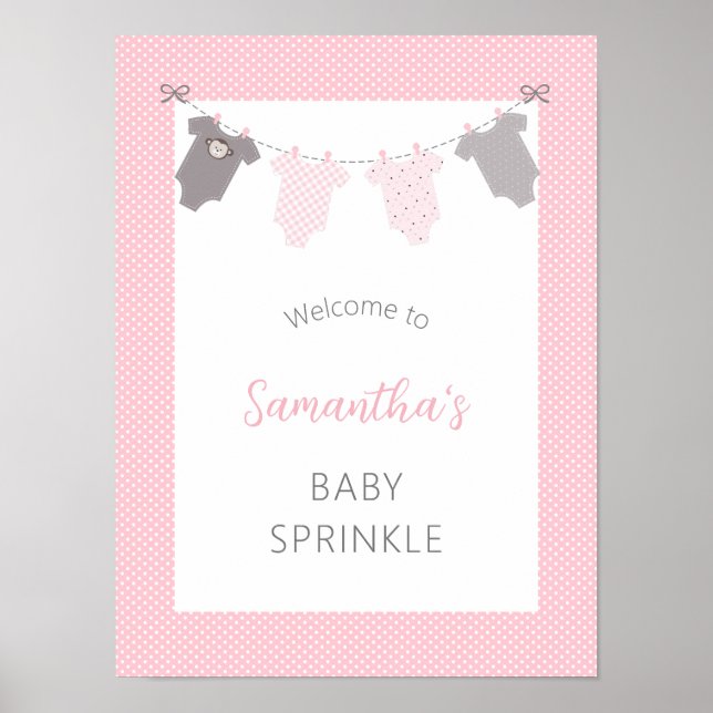 Baby Sprinkle Welcome sign - girl clothesline (Front)