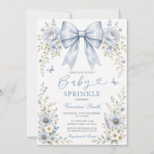 Baby Sprinkle Wildflowers Blue Bow coquette Floral Invitation