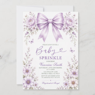 Baby Sprinkle Wildflowers Purple Bow coquette Invitation