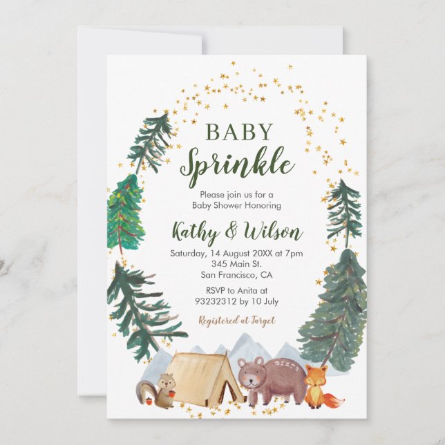 Baby Sprinkle Woodland Animal Invitation (Front)