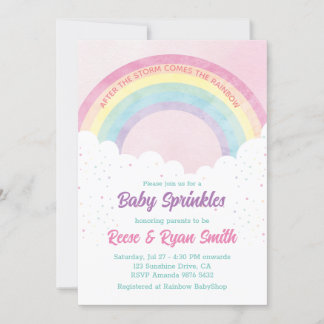Baby Sprinkles Pastel Rainbow Baby Shower Invitation