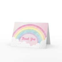 Baby Sprinkles Pastel Rainbow Thank You Card