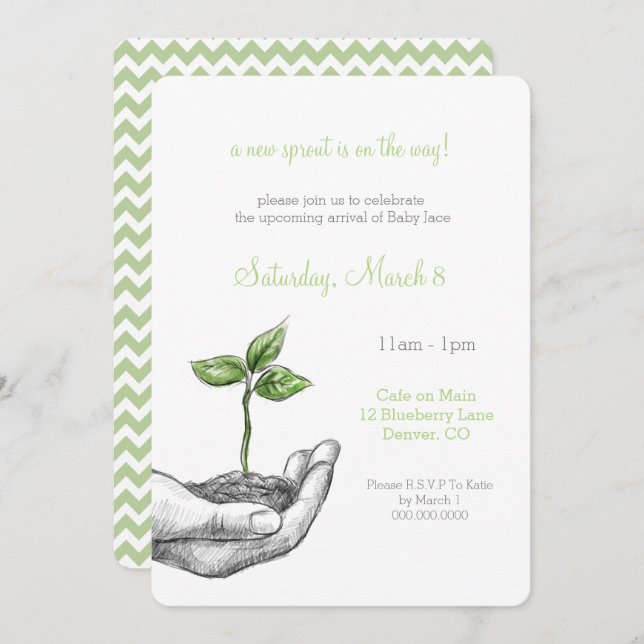 Baby Sprout Shower Invitation (Front/Back)