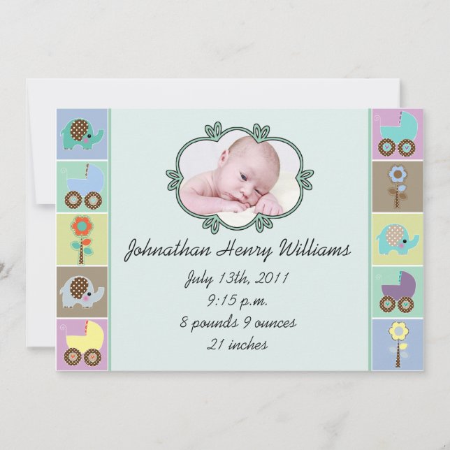 Baby Squares Baby Announcement (Front)