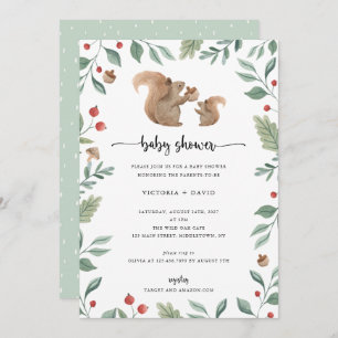 Baby Squirrel and Mum Baby Shower Invitation