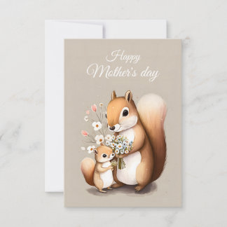Baby Squirrel Celebrate Mother's Day with Love  Thank You Card