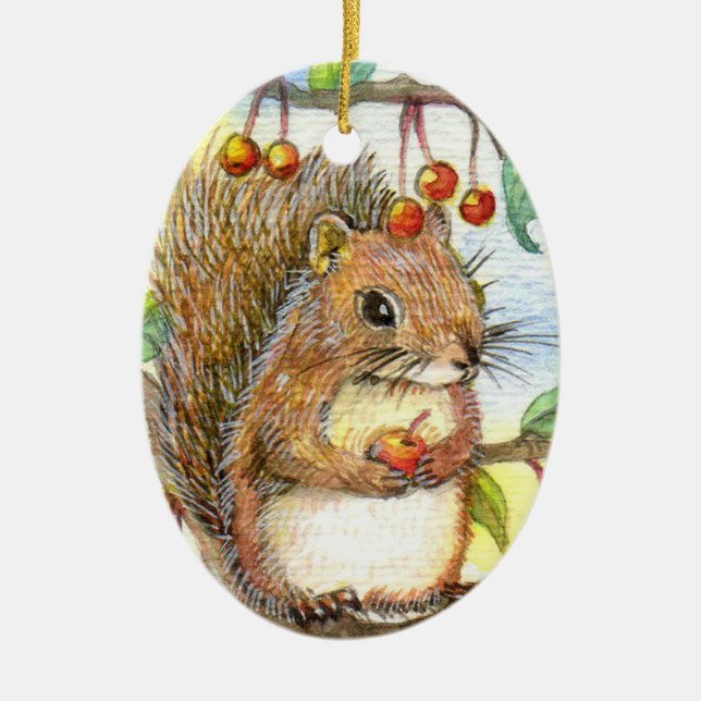 Baby Squirrel Ceramic Tree Decoration (Front)