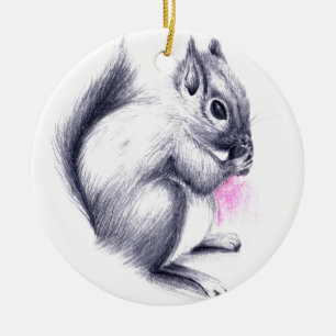 baby squirrel ceramic tree decoration