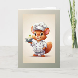 Baby Squirrel Chef Illustration Blank Greeting  Card