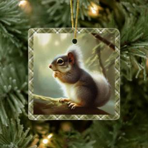 Baby Squirrel Wildlife Portrait Personalized Ceramic Ornament