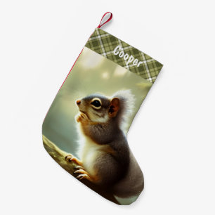 Baby Squirrel Wildlife Portrait Personalized Small Christmas Stocking