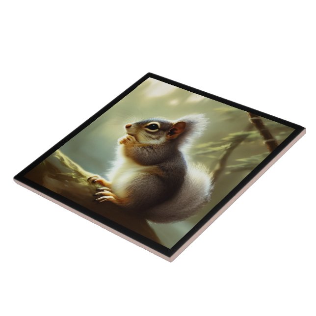 Baby Squirrel Wildlife Portrait   Tile (Side)