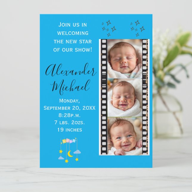 Baby Star Birth Announcement Invitation (Standing Front)