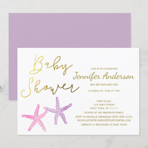 Baby Starfish Girl Baby Shower Invitation